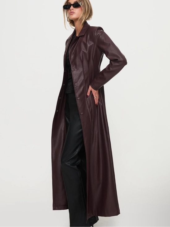 Princess Polly Jackets & Blazers - NWT - Princess Polly Speak Easy Long Line Faux Leather Coat PTP 17-19”